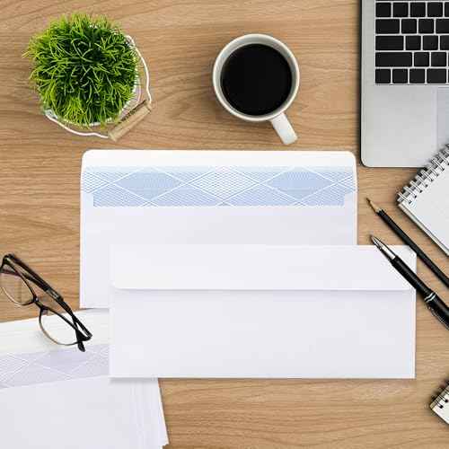 Yeplan 100PCS #10 Envelopes Letter Size Self Seal Business Envelopes No Window Security Mailing Envelopes Size 4-1/8 x 9-1/2 Inch - White 24LB Paper