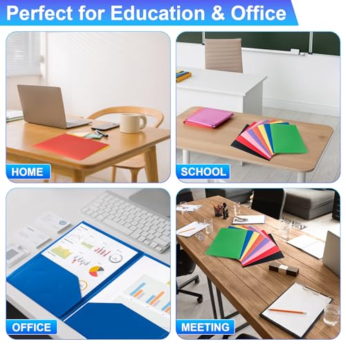CADONO 8-Pack Multicolored Plastic Pocket Folders for Office & School
