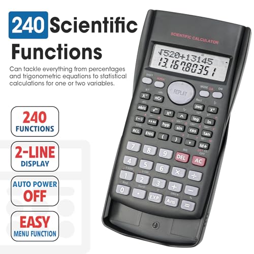YesBes 2 Pack Scientific Calculators with Large 2-Line Display, 240 Functions for Students & Math