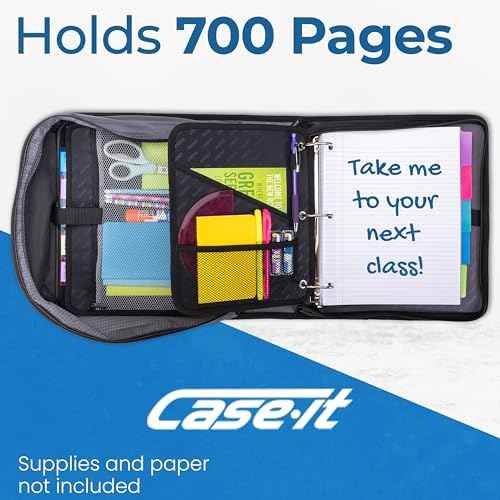 Case-it The Dual 2.0 2-in-1 Zipper Binder | Converts to a Backpack, Two 2-Inch D-Rings, 800 Sheet Capacity, 5-Subject Expanding File Folder, Pocket Holds Up to 13 Laptop/Tablet | Dual-301-BB-LT Black