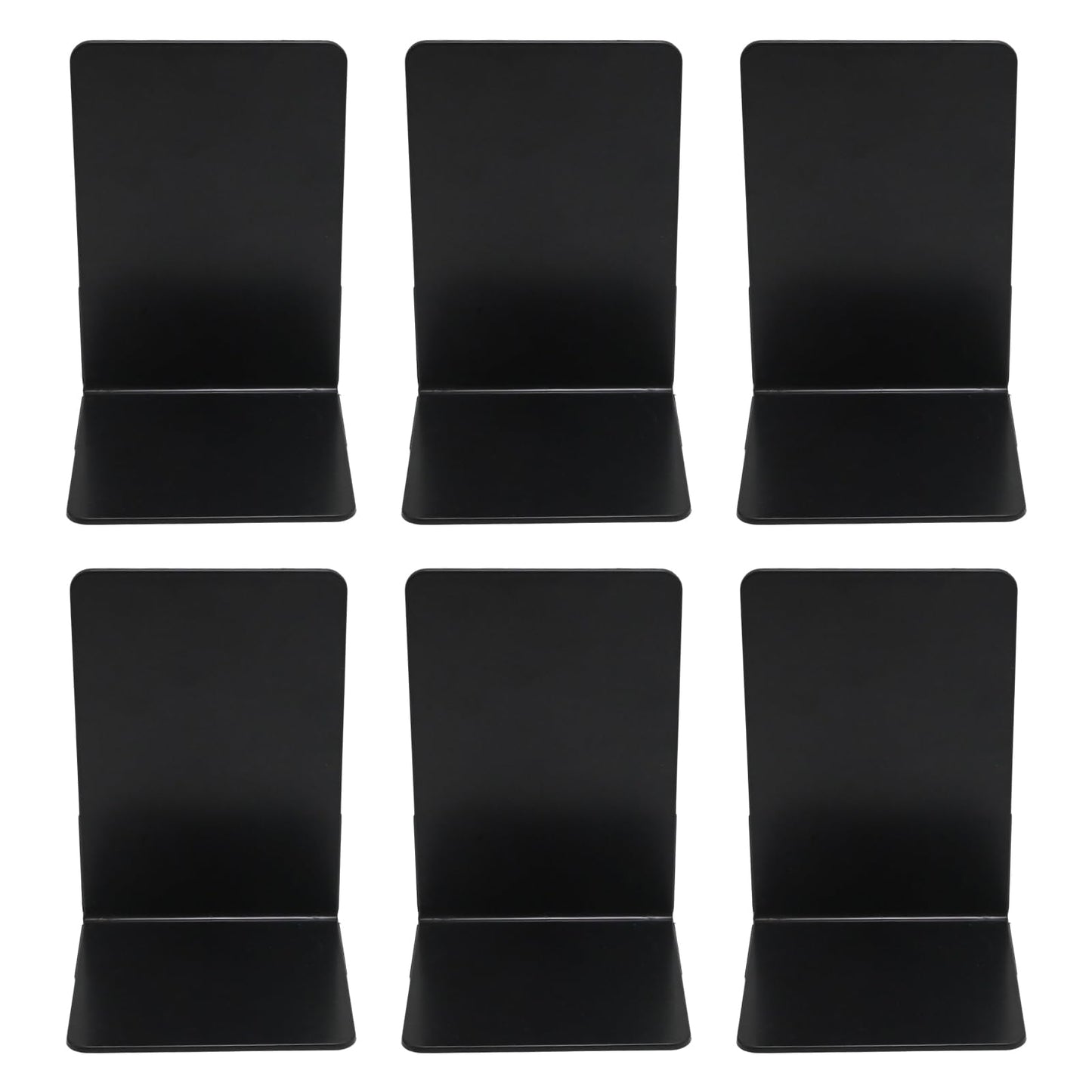 GMAPATS 6 Pcs Acrylic Black Bookends, Black Organizer, Plastic Bookends for Books, Holder Stand Decorative, Book Stopper Organizer for Shelves, Desk, Office