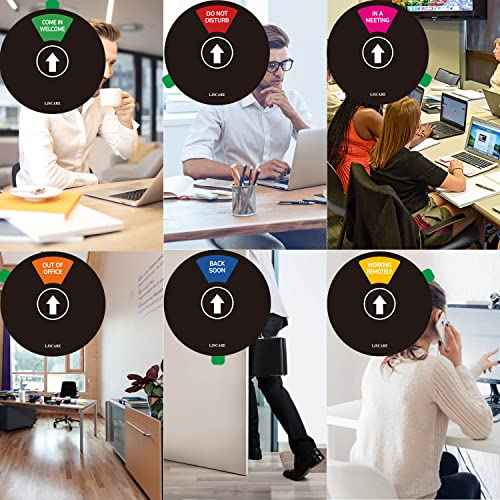 Office Door Sign, Do Not Disturb/Come in Welcome/Out of Office/In a Meeting/Back Soon/Working Remotely 6 Options, LJSCARE Privacy Door Sign 6 inch (Black)