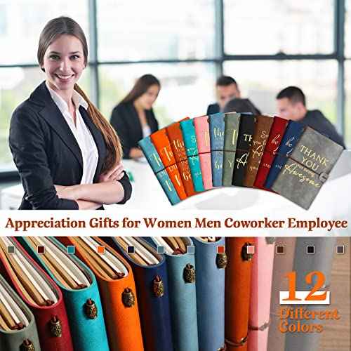 Kosiz 12 Pack Employee Appreciation Gifts Bulk Thank You Gift Leather Journals Inspirational Notebook for Vet Tech Medical Assistant Women Men Employee Coworker Staff Teacher Nurse Volunteer