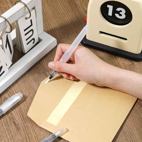 6 Pcs Envelope Moistener Letter Sealer Envelopes Sealer Pencil Style Envelope Moistener, Stamp Moistener with Nylon Brush Head Stamp Mailing Envelope Licker for Office Classroom, Clear