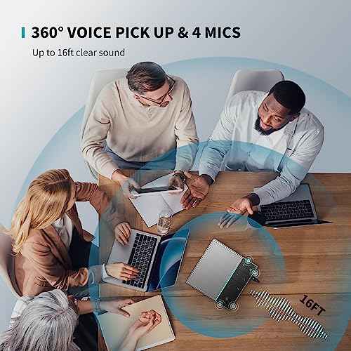 HiDock Conference Speaker and Microphone with Mute/Project, Enhanced Voice Pickup & Full Duplex Noise Cancelling Speakerphone, Omnidirectional USB C Speaker for Home Office Meeting-Grey