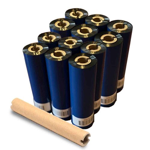 12 Rolls Wolfbarco 4.33" x 243' (110mm x 74m) Black Premium Resin-Enhanced Wax Thermal Transfer Ribbon Compatible with Zebra GC420t, GK420t, GX420t, GX430t, TLP2442, TLP2844, ZD220, ZD421t Printers