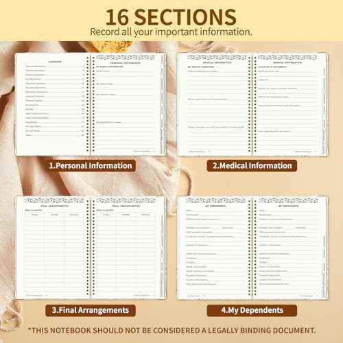 Peace of Mind Planner, Spiral End of Life Planner with Tabs for Senior, Guided Estate Planning Organizer for Final Arrangements & Important Affairs, 7.9"x10.4", Flower