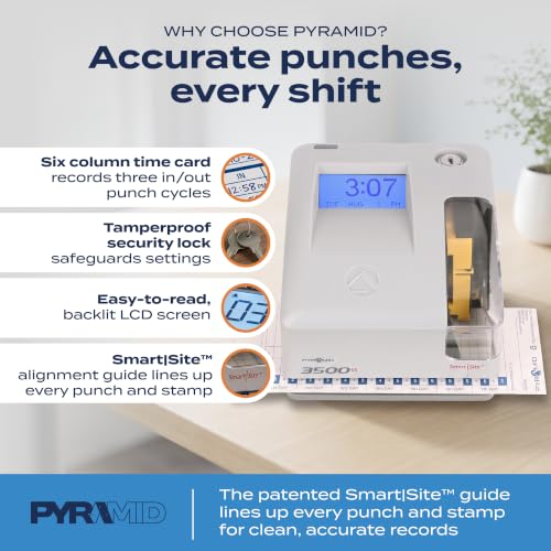Pyramid Time Systems 3500SS Employee Punch Clock & Date Stamp