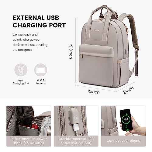 LOVEVOOK Laptop Backpack for Women, 17 Inch Travel Laptop Bag with USB Port, Waterproof Computer Backpack Purse for Work Teacher Nurse, Durable Casual Daypack