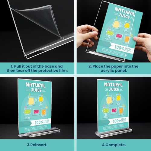 NICELINK 15 Pack Vertical 5x7 Acrylic Sign Holders Double Sided Table Menu Displays