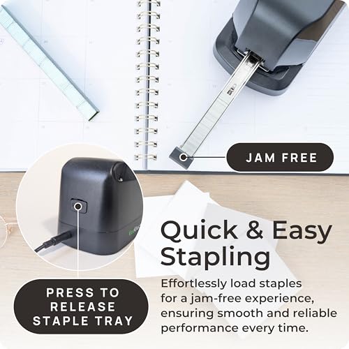Eco Electronix Heavy Duty Automatic Electric Stapler – Desktop Office (Heavy Duty Black / Extra Large)