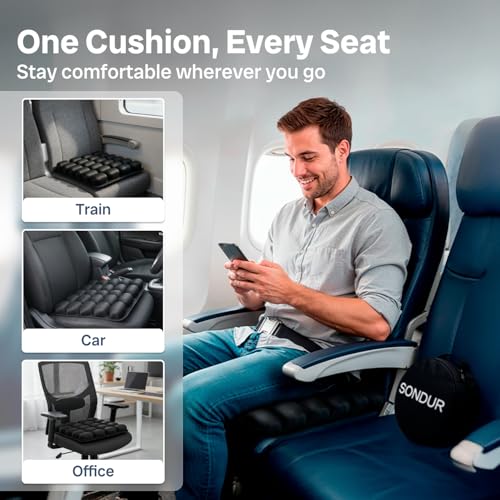 Travel inflatable airplane seat cushion with 24 air cells, cloudair comfort