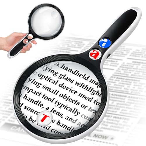 Black 5-Inch Lighted Magnifying Glass with 10X-60X Zoom & LED Illumination