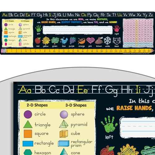 Really Good Stuff Chalkboard Style Grades K-2 Self-Adhesive Vinyl Desktop Helpers - Set of 24 | Student Desk Name Tags | Pre-Cut, Durable, and Versatile