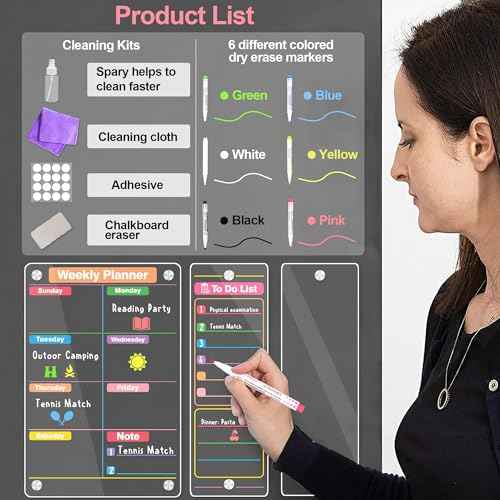 Clear Acrylic Magnetic Calendar for Fridge, 16"x12" Monthly and Weekly Calendar Planner, Dry Erase Board for Fridge, Ideal for Family Organization and Events
