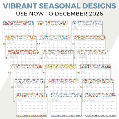 CRANBURY Small Desk Calendar 2025-2026, Standing Flip 8x6", (Seasons) Use Now to Dec 2026, Compact Stand-Up Desktop Calendar with Large Squares, Notes Section, Includes 234 Stickers