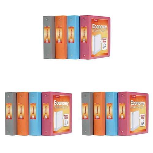Cardinal 3 Ring Binders, Binders for School and Office, Durable 2 Inch, Round Rings, Holds 475 Sheets, ClearVue Presentation View, Non-Stick, Assorted Autumn Colors, 12 Pack (1002481)