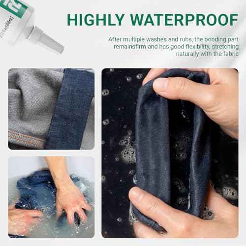 Fabric Glue Permanent, 60 ML Liquid Stitch Washable Fabric Glue for Patches, Rhinestones, Denim, Leather. Clear Adhesive for Clothing.