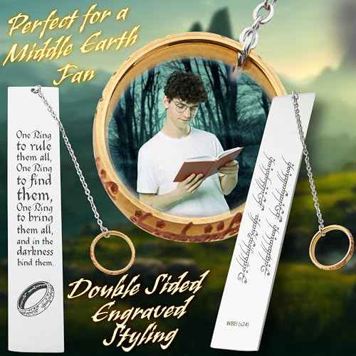 The Lord of the Rings Metal Bookmarks with Gift Box, Stainless Steel Book Marker for Adults Teens Kids (Silver with Ring)