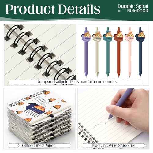 60 Pcs Dumpster Fire A6 Notebooks Pens Bulk Boss Day Inspirational Funny Gift Set with Saying Dumpster Fire Notepad Ballpoint Pen Dispatcher Employee Appreciation Gift (Colorful)