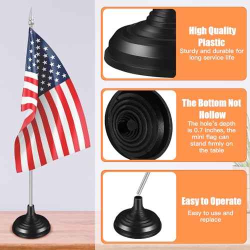 Kigley 100 Pcs Mini Flag Stand Black Small Flag Base Table Flag Stand Base Mini Flag Holder for 4 x 6 Inch Stick Flags Decoration Party Office Desk Centerpiece Sports Team Company Country
