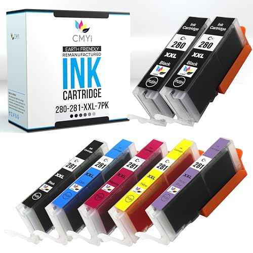 280XXL 281XXL Replacement Combo Pack Ink Cartridges for Canon PIXMA TS8120, TS8220, TS8320, TS9120, TS9520 Printers (2 PG Black, 1 Black, 1 Cyan, 1 Magenta, 1 Yellow, 1 Photo Blue)
