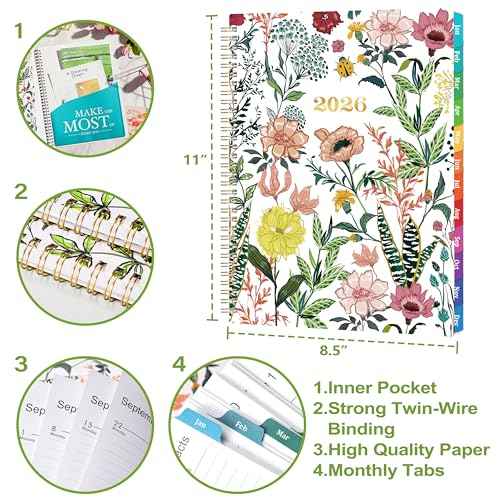 2026 Planner ? Weekly £¦ Monthly Planner 2026, Jan. 2026 ? Dec. 2026, 8.5" x 11" with Colorful Tabs, Flexible Cover, Thick Paper, Twin-Wire Binding, Back Pocket, To-Do £¦ Notes
