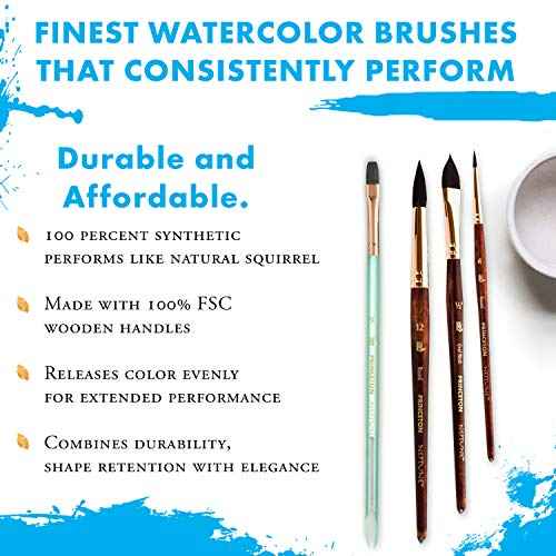 Princeton Artist Brush, Neptune Series 4750, Synthetic Squirrel Watercolor Paint Brush, Quill, Size 8