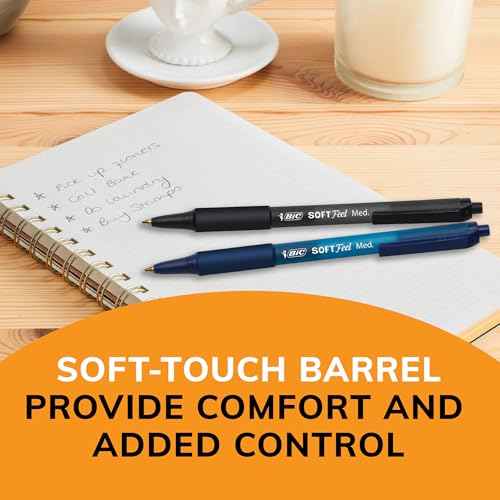 BIC Soft Feel Ballpoint Pen with 1.0 mm Medium Point and Retractable Design, 6-Count in Black Ink
