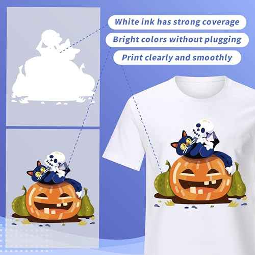 500ML DTF Ink Set Vivid Pigment Ink for PET Film Direct-to-Film Printing, Perfect Refill for Printheads (DX5/DX7/5113/XP600/I3200/4720/TX800) 2White+Black+Cyan+Magenta+Yellow