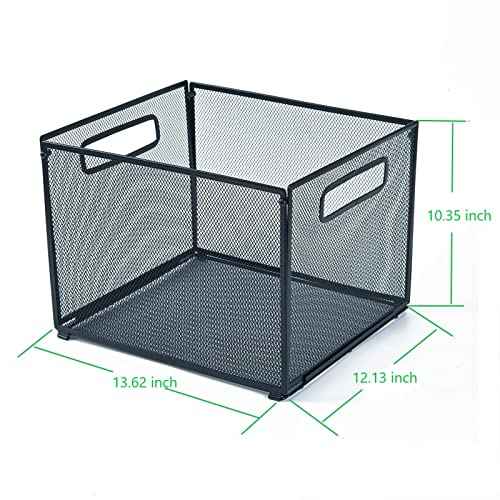 SETTFRFE 2 Pack Letter Size Hanging Folder Organizer,Metal Mesh Hanging File Folder Box,Office File Baskets,Black