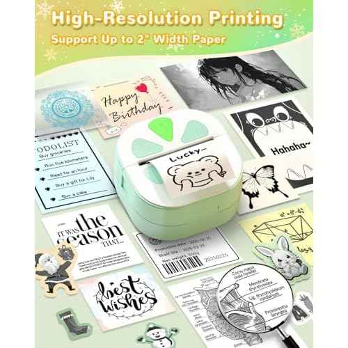 Sticker Printer, Print Pods Mini Printer, Bluetooth Thermal Sticker Maker Machine with 3 Rolls Paper, Print Pod Mini Printers for iphone, Impresora Port?til for Study Note, Journal, DIY, Kids Gift