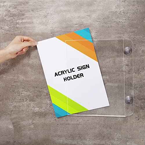 CiaoHER Acrylic Sign Holder 8.5 x 11, Clear Acrylic Frames Glass Window Wall Mount Advertising Signage Sign Holder with 4 Suction Cups for Mall, Office, Home, Restaurant, Vertical £¨6 Pack£©