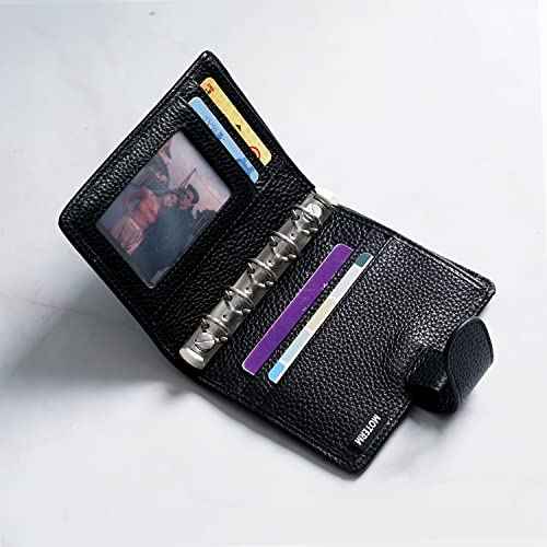 Moterm A8 Regular Rings Planner - Genuine Leather Binder Organizer Wallet (Pebbled-Black, 15mm Ring)