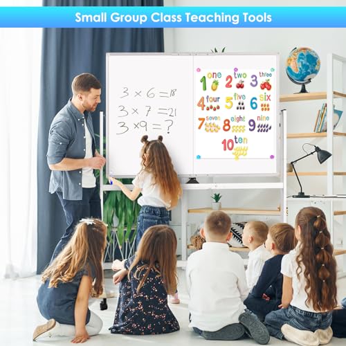 Maxtek Silver 48x36 Inch Double-Sided Magnetic Rolling Whiteboard on Wheels