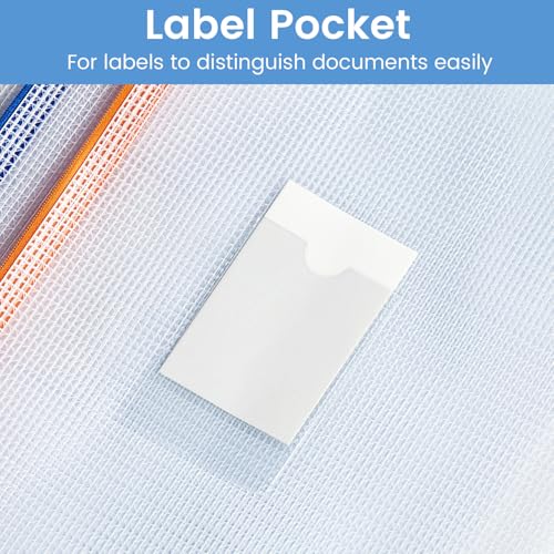 20 Pack Mesh Zipper Pouch Bags with Label Pockets, A4 Letter Size, Classroom & Office Storage