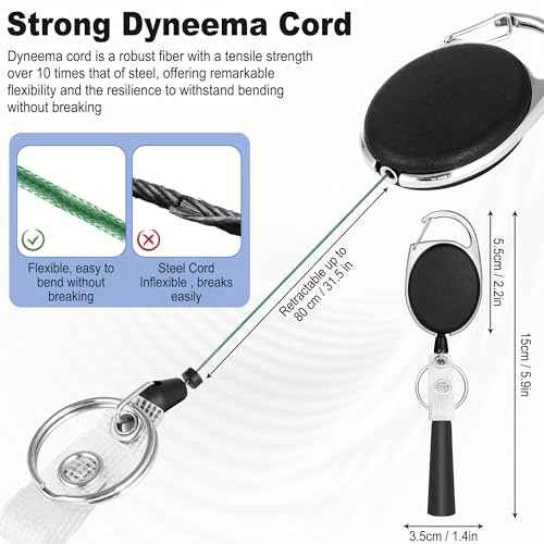 4 Pack Retractable Pen Holder with 31.5" Dyneema Cord, Elastic Silicone Retractable Pencil Holder Ideal for Carpenters,Nurses, Mechanics, Architects, Office Workers