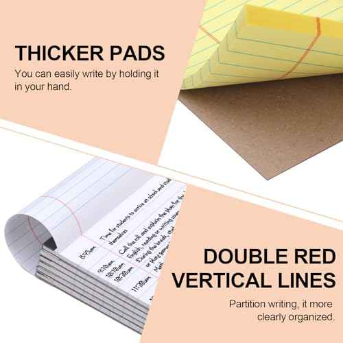 Utron 6 PCS Small Legal Pads 5x8 Yellow and White, Narrow Ruled Small Note Pads, Micro Perforated Writing Pad, College Ruled Legal Notepads 5x8 for Study, Office, To-Do Lists(30 Sheets/Small Notepad)