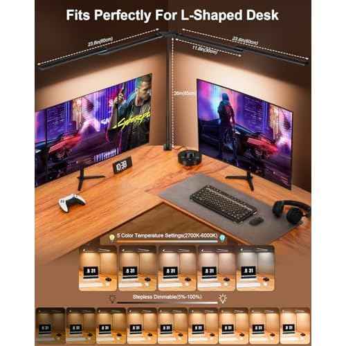 LED Desk Lamp with Clamp, 24W Ultra Architect Desk Lamp for Home Office, Stepless Dimming & Adjustable Gooseneck, Eye-Caring Light with USB Adapter for Reading, Study, Multi-Screen Setup (Black)