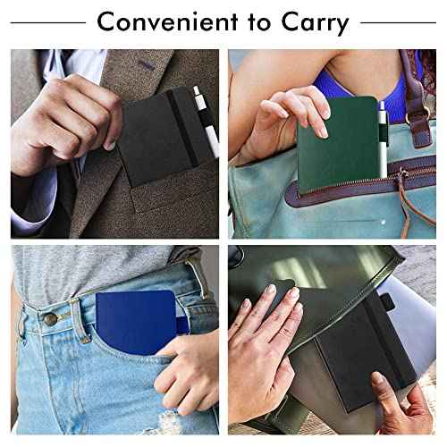 feela 15 Pack Pocket Small Notebooks Bulk, Mini Cute Notepads Hardcover College Ruled Lined Journals with Pen Holder for School Business, with 15 Black Pens, 3.5¡±x 5.5¡±, A6, Black Navy Dark Green