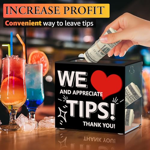 1PCS Acrylic Tip Jar for Bartenders - Money Suggestion Donation Box 6x4x5 Inch