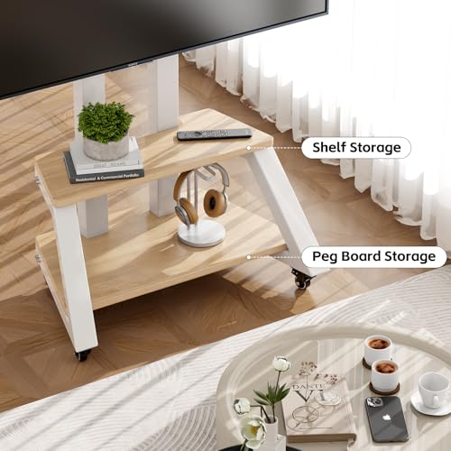BEISHI White Mobile TV Stand Cart for 32-86 Inch TVs, Rolling TV Cart