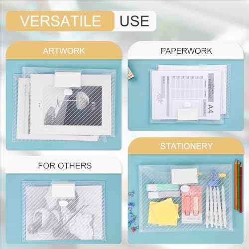 100 Pack, Clear Plastic Envelopes File Folders, HeavyDuty Document Holder with Label Pockets for Letter and A4 Size, Document Folder for School Home Work Office Organizer (100)