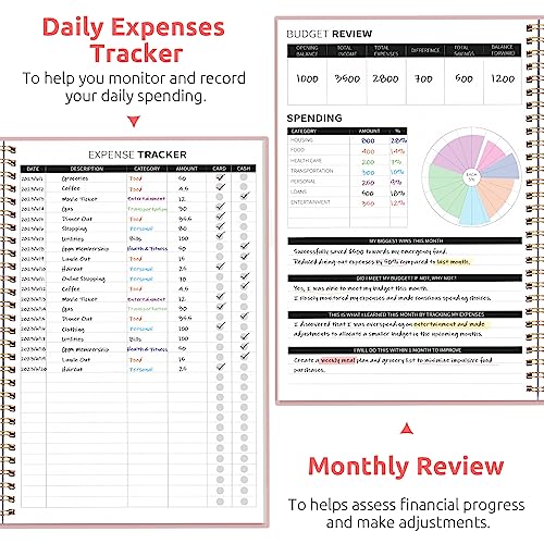 Budget Planner - Monthly Budget Book with Expense Tracker Notebook, Undated Bill Organizer & Finance Planner to Take Control of Your Money, 2025-2026 Account Book to Manage Your Finances-Pink