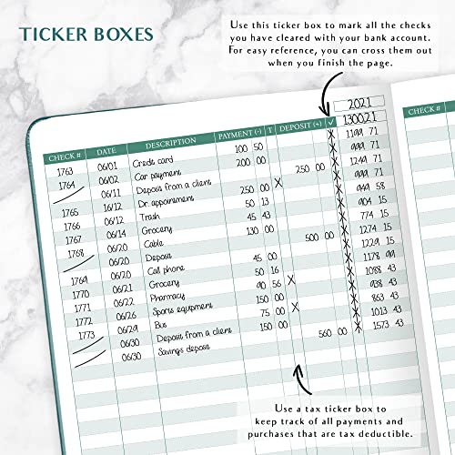 Legend Check Register Book – Dark Teal, 7x10”, 193 Pages, Eco-Leather