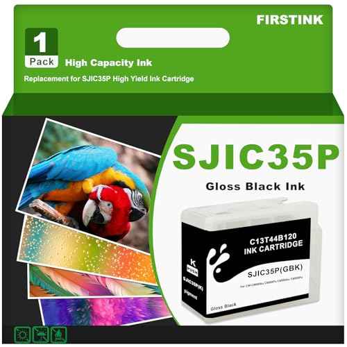 SJIC35P Gloss Black Ink Cartridge C13T44B120 Remanufacture Compatible for ColorWorks CW-C6000A CW-C6000P CW-C6500P CW-C6500A Color Inkjet Label Printer