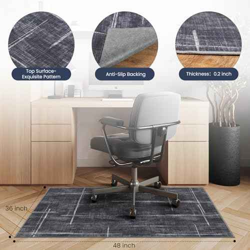 Office Chair Mat for Hardwood Floor&Tile Floor,36"X 48" Heavy Duty Desk Chair Mat for Hard Floors,Under Desk Rug for Rolling Computer Chair,Anti Slip,Low Pile Carpet Floor