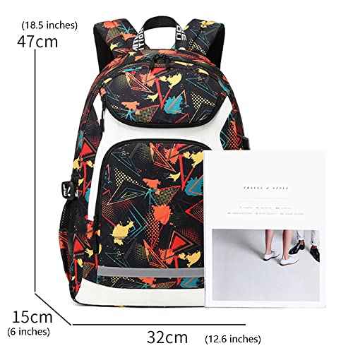 American Football Player 15 Multifunction Rugby Backpack Travel Laptop Daypack Night Reflective Strip Fans bag For Men Women (Red Pattern - 2)