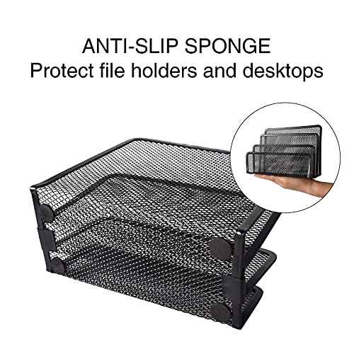 wishacc Desk Mail Organizer Small File Holders Letter Metal Mesh Document/Filing/Folders/Paper Organizer for Desktop
