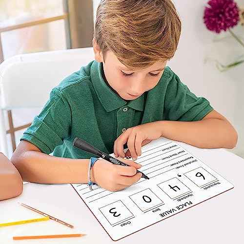 SCRIBBLEDO 10 Pack Place Value Board 9" x 12" Double Sided Dry Erase Boards for Kids for Teaching Place Values from Billions to Decimal Numbers Math Manipulative Lapboard for Teachers School Classroom